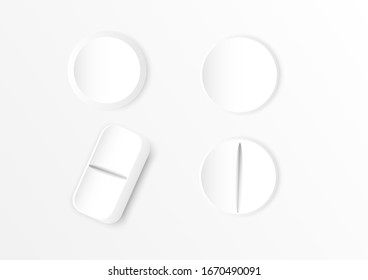 white medicine pills and tablets isolated on white background
