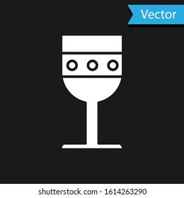 White Medieval goblet icon isolated on black background.  Vector Illustration