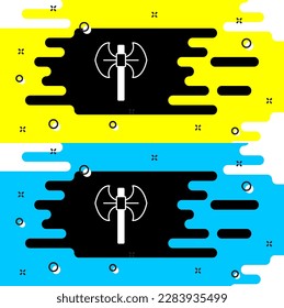 White Medieval poleaxe icon isolated on black background.  Vector