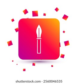 White Medieval spear icon isolated on white background. Medieval weapon. Square color button. Vector