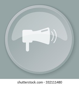 White Megaphone icon on grey web button