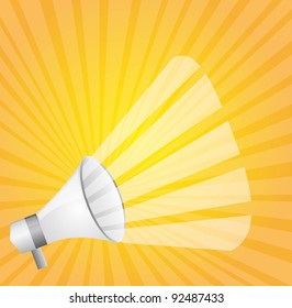 white megaphone over yellow background. vector illustration