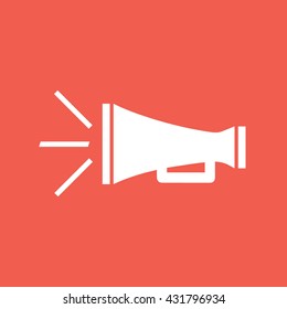 White megaphone vector icon illustration