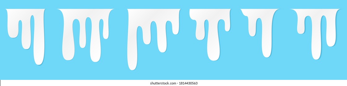 White melt drips or liquid sauce and milk drops. White liquid or melted chocolate drips, milk current paint