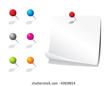 White memo paper with pins