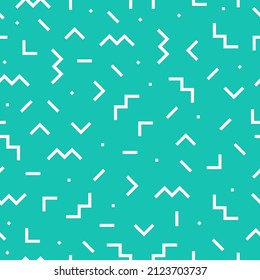 White memphis seamless pattern with green background.