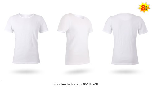 White men T-shirt template. Photo-realistic mesh design.