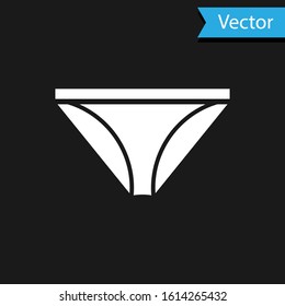White Men underpants icon isolated on black background. Man underwear.  Vector Illustration