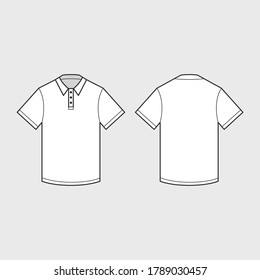White men's polo shirt for template. Front and back view. Vector illustration.