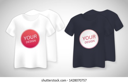 White men's t-shirt realistic mockup. Vector illustration
