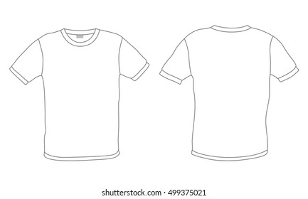 White men's t-shirt template vector, front and back view