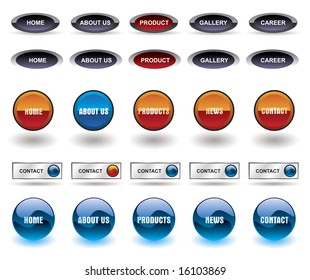 White menu buttons navigation template