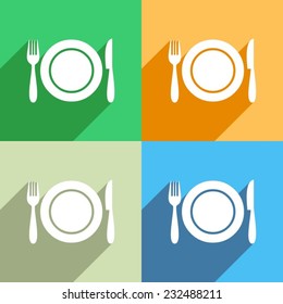 White menu icon on colorful backgrounds flat design