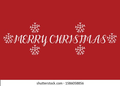 White Merry Christmas Text With Snowflake On Red Background
