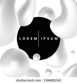 White mesh background with black circle and text