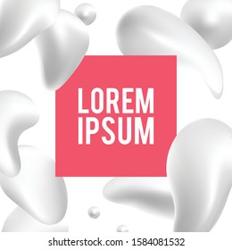 White mesh background with red square and text