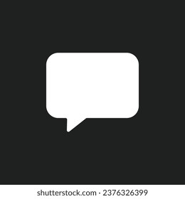 White message bubble icon on black background.