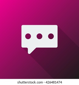 White Message icon on pink background