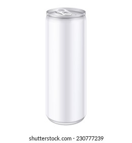 White Metal Aluminum Beverage Drink Can 250ml. Mockup Template Ready For Your Design. Isolated On White Background. Product Packing. Vector EPS10 Product Packing Vector EPS10 svg