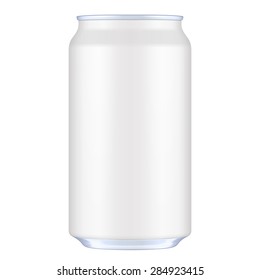 White Metal Aluminum Beverage Drink Can. Illustration Isolated. Mock Up Template Ready For Your Design. Vector EPS10 svg