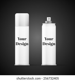 White metal bottle with sprayer cap for cosmetic, perfume, deodorant or freshener or hairspray.