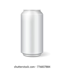 White metal can vector for soft drinks, soda, fizzy pop, lemonade vector realistic mock up