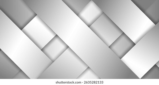 White metal gradient banner, Smooth metal surface texture. Abstract metal background. Copy space for your design. vector