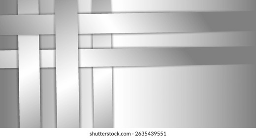 White metal gradient banner, Smooth metal surface texture. Abstract metal background. Copy space for your design. vector