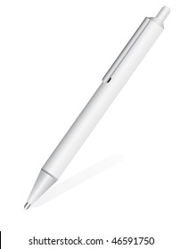 The white metal pen to work. Vector illustration