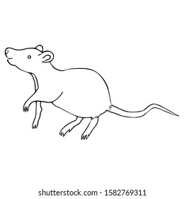 White metal rat. Colorless background. Chinese New Year. Eastern calendar. Coloring book for children. Holiday print.