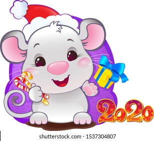White Metal Rat - symbol of Chinese horoscope for New 2020 Year.
Cute white mouse - symbol of Chinese horoscope.