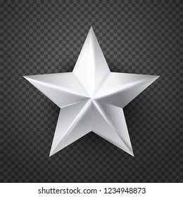 White metal star. Vector illustration.