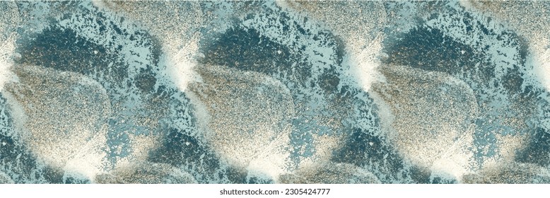 White Metal Texture. Gold Ink Paint. Luxury Seamless Art Painting. Blue Vector Watercolor. Foil Marble Background. Alcohol Ink Canvas. Vector Ink Marble. Light Elegant Watercolor. Gold Watercolor