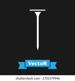 White Metallic nail icon isolated on black background.  Vector Illustration