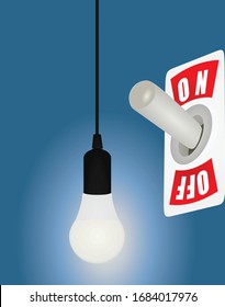 White metallic switch with bulb. vector illustration