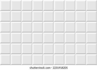 White metro tiles seamless background. Subway brick pattern for kitchen, bathroom or outdoor architecture vector illustration. Glossy building interior design tiled material.