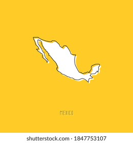 White MEXICO country map with black outline on yellow background. Simple geographic territory template concept. Vector ilustration easy to edit and customize. EPS10