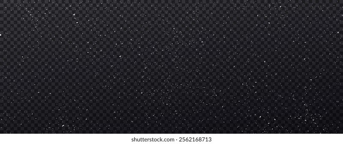 White micro dust isolated on transparent background. Texture grunge background with tiny white dust. Background with little noisy white particles