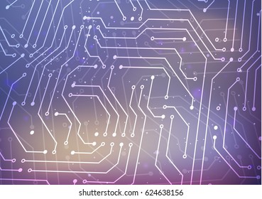 White microchip pattern on abstract blurred background