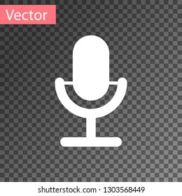 White Microphone icon isolated on transparent background. On air radio mic microphone. Speaker sign. Vector Illustration