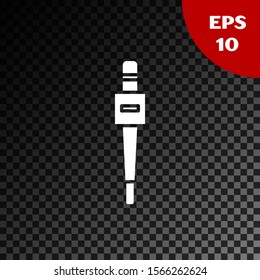 White Microphone icon isolated on transparent dark background. On air radio mic microphone. Speaker sign.  Vector Illustration
