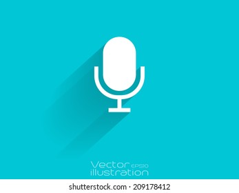White microphone icon on blue background- EPS10