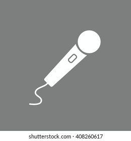 White microphone icon vector illustration. Gray background