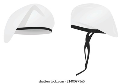 White military beret hat. vector illustration