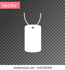 White Military dog tag icon isolated on transparent background. Identity tag icon. Army sign.  Vector Illustration