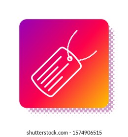 White Military dog tag icon isolated on white background. Identity tag icon. Army sign. Square color button. Vector Illustration