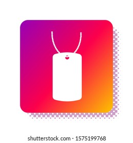 White Military dog tag icon isolated on white background. Identity tag icon. Army sign. Square color button. Vector Illustration