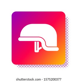 White Military helmet icon isolated on white background. Army hat symbol of defense and protect. Protective hat. Square color button. Vector Illustration