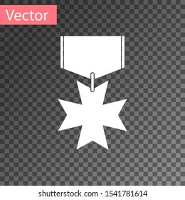 White Military reward medal icon isolated on transparent background. Army sign.  Vector Illustration