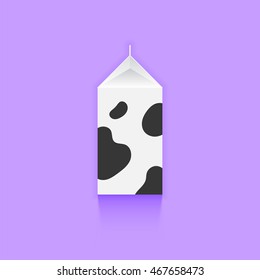 White milk box with black spots vector illustration top view